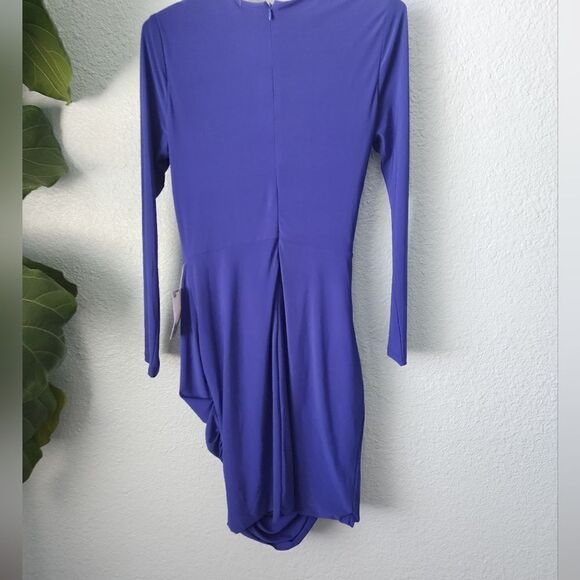 ASTR THE LABEL rushed sides twist drape  front blue persian jewel dress - Picture 7 of 13